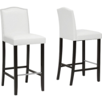 Libra Bar Stool - Nailheads, White (Set of 2)