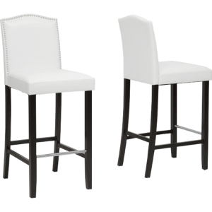 Libra Bar Stool - Nailheads, White (Set of 2) 