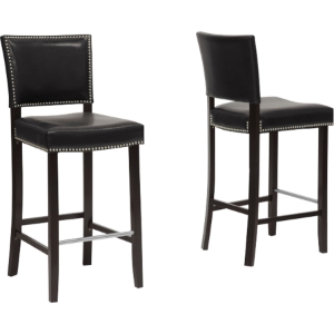 Aries Nailhead Bar Stool - Black (Set of 2) 