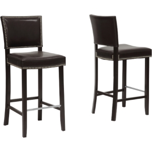 Aries Nailhead Bar Stool - Dark Brown (Set of 2) 