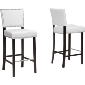 Aries Nailhead Bar Stool - White (Set of 2) 
