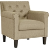 Thalassa Linen Arm Chair - Button Tufted, Dark Beige - WI-BBT5114-DARK-BEIGE-DE800-CC