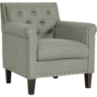 Thalassa Linen Arm Chair - Button Tufted, Gray