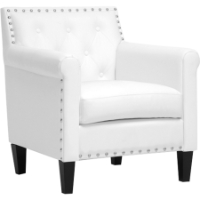 Thalassa Faux Leather Arm Chair - Nailhead, White
