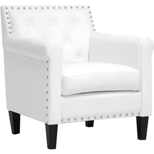 Thalassa Faux Leather Arm Chair - Nailhead, White 