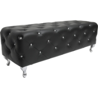 Stella Faux Leather Bench - Crystal Tufted, Black