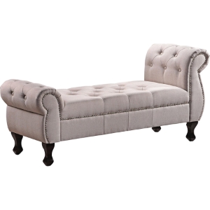 Ipswich Button Tufted Bench - Light Beige 