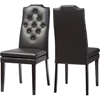 Dylin Faux Leather Nailheads Dining Chair - Button Tufted, Black (Set of 2) - WI-BBT5158-BLACK