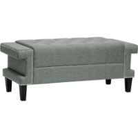 Cheshire Nailhead Bench - Button Tufted, Gray