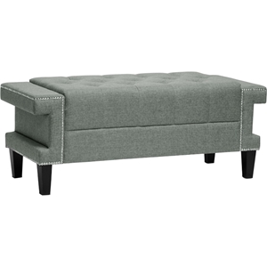 Cheshire Nailhead Bench - Button Tufted, Gray 