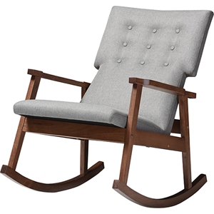 Agatha Upholstered Rocking Chair - Button Tufted, Gray 
