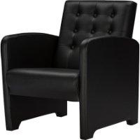 Jazz Faux Leather Club Chair - Button Tufted, Black