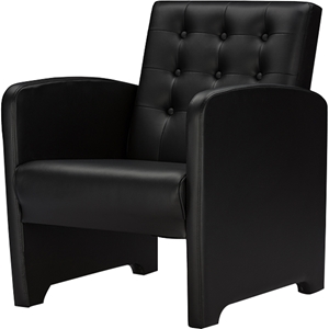 Jazz Faux Leather Club Chair - Button Tufted, Black 