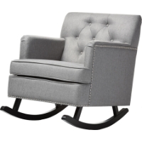 Bethany Fabric Upholstered Rocking Chair - Button Tufted, Gray