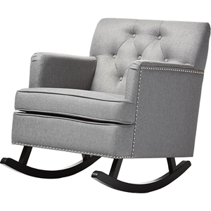 Bethany Fabric Upholstered Rocking Chair - Button Tufted, Gray 