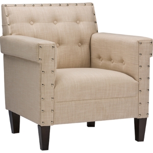 Odella Upholstered Armchair - Nailheads, Beige 