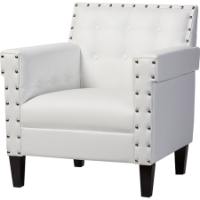 Odella Faux Leather Armchair - Nailheads, White