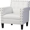 Odella Faux Leather Armchair - Nailheads, White - WI-BBT5191-TUB-CHAIR-WHITE