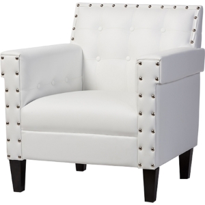 Odella Faux Leather Armchair - Nailheads, White 