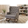 Iona Upholstered Wingback Rocking Chair - Button Tufted, Gray - WI-BBT5195-GRAY-RC