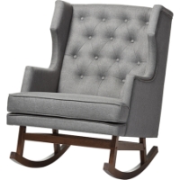 Iona Upholstered Wingback Rocking Chair - Button Tufted, Gray