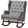 Iona Upholstered Wingback Rocking Chair - Button Tufted, Gray - WI-BBT5195-GRAY-RC