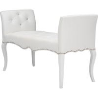 Kristy Faux Leather Seating Bench - White