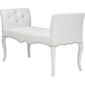 Kristy Faux Leather Seating Bench - White 