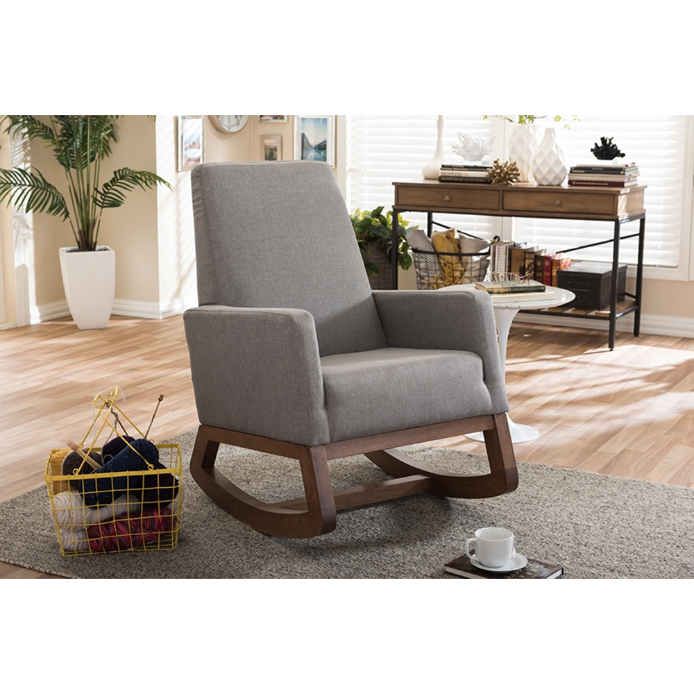 Yashiya Upholstered Rocking Chair - Gray | DCG Stores