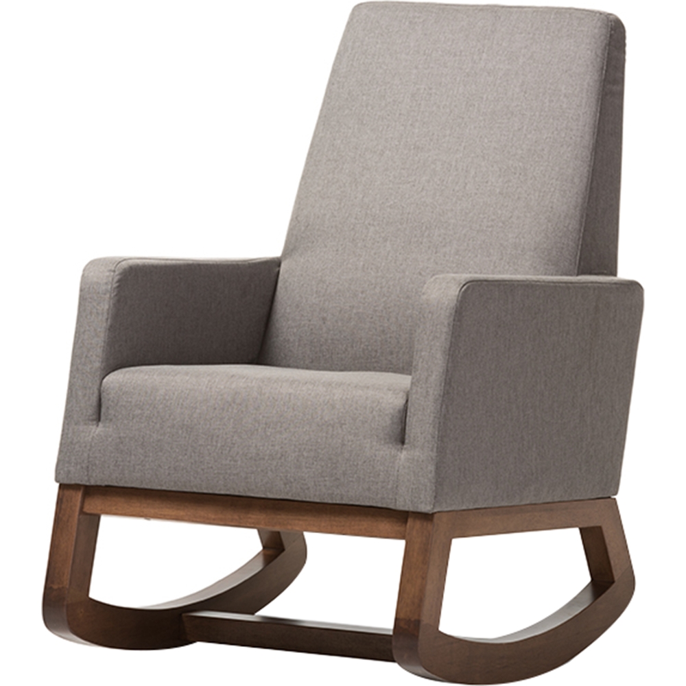 Yashiya 2-Piece Upholstered Rocking Chair - Ottoman, Gray | DCG Stores