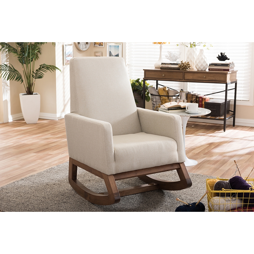 Yashiya Upholstered Rocking Chair - Light Beige | DCG Stores