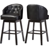 Avril Faux Leather Swivel Barstool - Nailhead, Button Tufted, Black (Set of 2) - WI-BBT5210A1-BS-BLACK