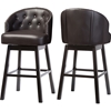 Avril Faux Leather Swivel Barstool - Nailhead, Button Tufted, Brown (Set of 2) - WI-BBT5210A1-BS-BROWN