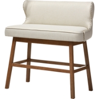 Gradisca Upholstered Bar Bench Banquette - Button Tufted, Light Beige