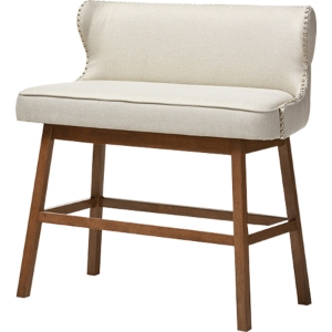 Gradisca Upholstered Bar Bench Banquette - Button Tufted, Light Beige 