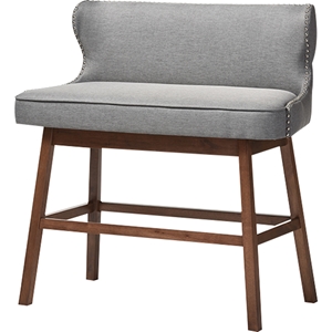 Gradisca Upholstered Bar Bench Banquette - Button Tufted, Gray 