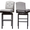 Ginaro Fabric Upholstered Swivel Bar Stool - Button Tufted, Gray (Set of 2) - WI-BBT5220-GRAY-STOOL
