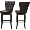 Leonice Faux Leather Swivel Bar Stool - Button Tufted, Dark Brown (Set of 2) - WI-BBT5222-BROWN