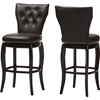 Leonice Faux Leather Swivel Bar Stool - Button Tufted, Dark Brown (Set of 2) - WI-BBT5222-BROWN