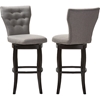 Leonice Upholstered Swivel Bar Stool - Button Tufted, Gray (Set of 2) - WI-BBT5222-GRAY