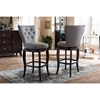 Leonice Upholstered Swivel Bar Stool - Button Tufted, Gray (Set of 2) - WI-BBT5222-GRAY