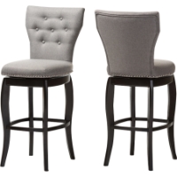 Leonice Upholstered Swivel Bar Stool - Button Tufted, Gray (Set of 2)