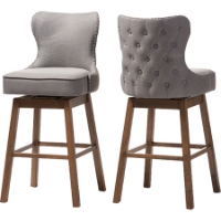 Gradisca Upholstered Swivel Barstool - Button Tufted, Gray (Set of 2)