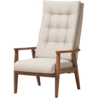 Roxy Upholstered High Back Chair - Button Tufted, Light Beige