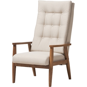 Roxy Upholstered High Back Chair - Button Tufted, Light Beige 
