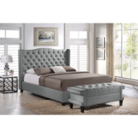 Norwich Linen Platform Bed - Bench, Button Tufted