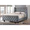 Francesca Linen Platform Bed - Button Tufted, Gray - WI-BBT6354-GRAY-DE800