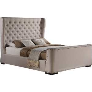 Zuckerman Fabric Sleigh Bed - Light Beige 