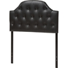 Morris Faux Leather Scalloped Twin Headboard - Button Tufted, Black - WI-BBT6496-BLACK-TWIN-HB
