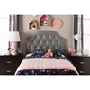 Morris Upholstered Scalloped Twin Headboard - Button Tufted, Gray - WI-BBT6496-GRAY-TWIN-HB